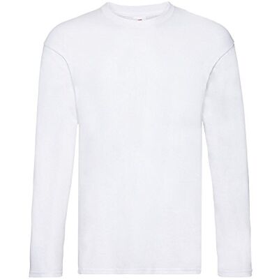 Fruit of the Loom T-shirt de manga comprida modelo original para homem (pequeno (S)/branco) Fruit of the Loom T-shirt de manga comprida modelo original para homem (pequeno (S)/branco)