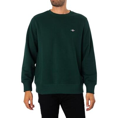 GANT Reg Shield C-Neck Sweat camisola homem, Verde, XL GANT Reg Shield C-Neck Sweat camisola homem, Verde, XL