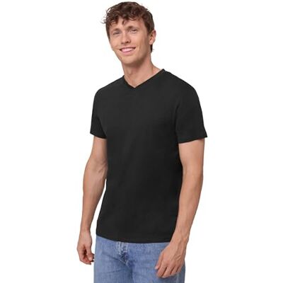 DANISH ENDURANCE T-shirt para homem de algodão orgânico, manga curta, decote em V – pack de 1, 2 ou 4 – roupa casual e confortável, Preto DANISH ENDURANCE T-shirt para homem de algodão orgânico, manga curta, decote em V – pack de 1, 2 ou 4 – roupa casual e confortável, Preto