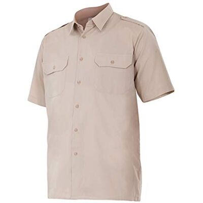 VELILLA 532; camisa de manga curta com galoneiras; cor bege; tamanho XL VELILLA 532; camisa de manga curta com galoneiras; cor bege; tamanho XL