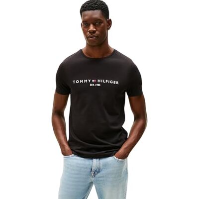 Tommy Hilfiger T-shirt de manga curta para homem Core Tommy logo gola redonda, Preto (jet black), Médio Tommy Hilfiger T-shirt de manga curta para homem Core Tommy logo gola redonda, Preto (jet black), Médio