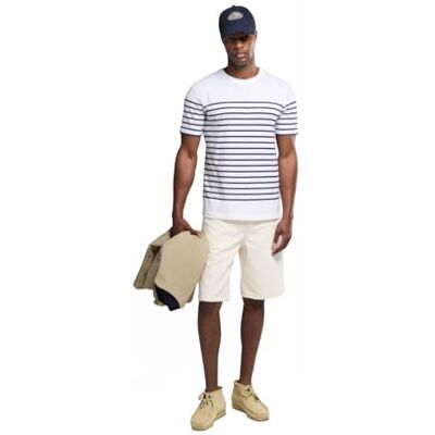 Armor Lux Marinière''etel'' T-shirt para homem, Branco (400 branco/navio 400), L Armor Lux Marinière''etel'' T-shirt para homem, Branco (400 branco/navio 400), L