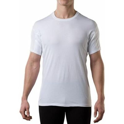 Tee T-shirt interior anti-suor com reforço nas axilas, corte regular decote redondo, Branco, Médio Tee T-shirt interior anti-suor com reforço nas axilas, corte regular decote redondo, Branco, Médio