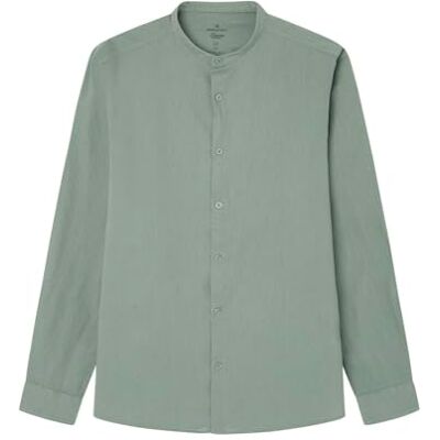 Springfield Camisa Mao linho botins para homem, estampado verde, L Springfield Camisa Mao linho botins para homem, estampado verde, L