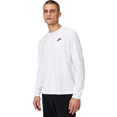 Nike M NSW Club Tee LS T-shirt de manga comprida para homem, embalagem de 1 Nike M NSW Club Tee LS T-shirt de manga comprida para homem, embalagem de 1