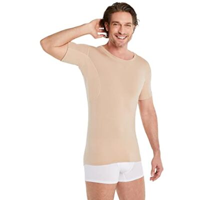 FINN T-shirt interior anti-suor homem gola redonda e invisível, Cor pele FINN T-shirt interior anti-suor homem gola redonda e invisível, Cor pele