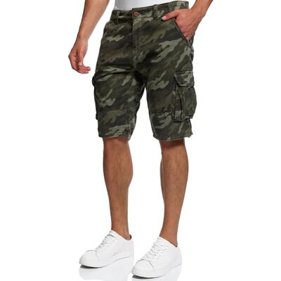 Indicode Homens Monroe Shorts Calções cargo com cinto incluído, Dired Camouflage Indicode Homens Monroe Shorts Calções cargo com cinto incluído, Dired Camouflage