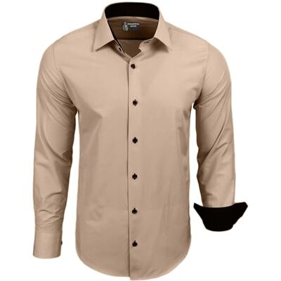 Subliminal Mode Camisa de vestir para homem, Bege, 4XL Subliminal Mode Camisa de vestir para homem, Bege, 4XL
