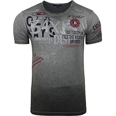 Subliminal Mode BX147 T-shirt masculina com gola redonda e estampado único na moda e vintage, Cinzento escuro, XXL Subliminal Mode BX147 T-shirt masculina com gola redonda e estampado único na moda e vintage, Cinzento escuro, XXL
