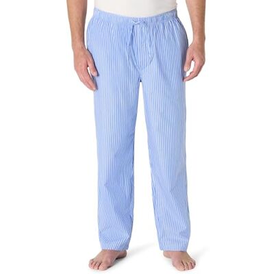 Amazon Essentials Calças de Pijama de Tecido de Corte Reto com Bolsos para Homem, Azul Claro com Riscas, XL Amazon Essentials Calças de Pijama de Tecido de Corte Reto com Bolsos para Homem, Azul Claro com Riscas, XL