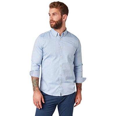 Tom Tailor 1008320 Camisa Slim Fit de algodão para homem, azul (15837 Light Blue Oxford), 3XL Tom Tailor 1008320 Camisa Slim Fit de algodão para homem, azul (15837 Light Blue Oxford), 3XL