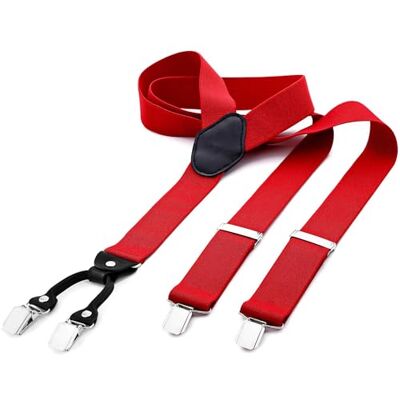 DonDon Suspensórios largos para homem 3,5 cm com 4 clips extra fortes suspensórios para calças homem DonDon Suspensórios largos para homem 3,5 cm com 4 clips extra fortes suspensórios para calças homem
