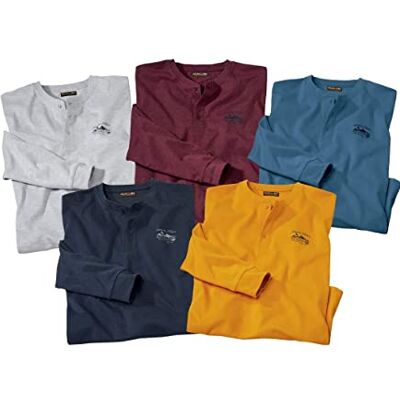 ATLAS FOR MEN Pacote de 5 camisolas homem de manga comprida Disponíveis em tamanhos grandes de M a 5XL ATLAS FOR MEN Pacote de 5 camisolas homem de manga comprida Disponíveis em tamanhos grandes de M a 5XL