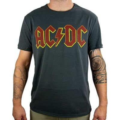 Amplified ACDC Logo Mens Crew T-shirt para homem, carbono L Amplified ACDC Logo Mens Crew T-shirt para homem, carbono L