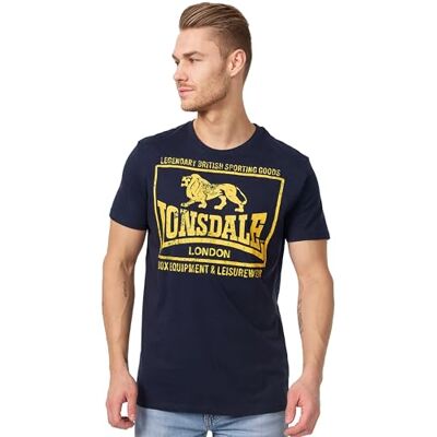 Lonsdale London Hounslow homem t-shirt azul escuro 100% algodão regular Lonsdale London Hounslow homem t-shirt azul escuro 100% algodão regular