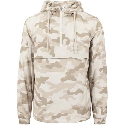 Urban Classics Camo Pull Over Windbreaker casaco para homem, Areia camuflagem Urban Classics Camo Pull Over Windbreaker casaco para homem, Areia camuflagem