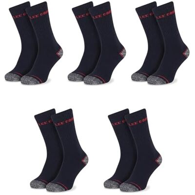 Lee Cooper LCSCK603 Meias de trabalho para homem, preto/vermelho, embalagem de 5 Lee Cooper LCSCK603 Meias de trabalho para homem, preto/vermelho, embalagem de 5