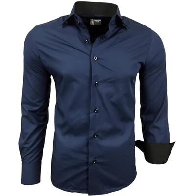 Subliminal Mode Camisa de vestir para homem, Azul Marinho, L Subliminal Mode Camisa de vestir para homem, Azul Marinho, L