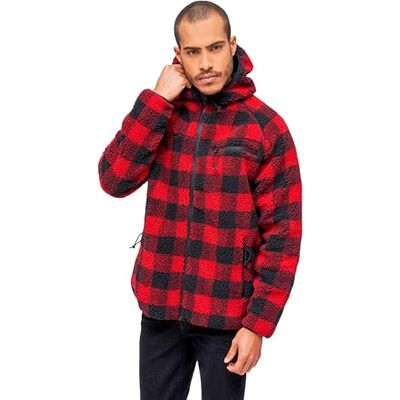 Brandit Casaco Polar Homem Casaco de Meia-Temporada Camuflagem Escura, vermelho / preto, 3XL Brandit Casaco Polar Homem Casaco de Meia-Temporada Camuflagem Escura, vermelho / preto, 3XL