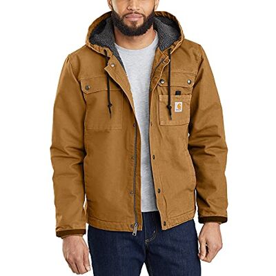 Carhartt , Homem, Casaco Utilitário Em Lona De Algodão Com Efeito Desgastado, Forro De Pelúcia, Ajuste Ligeiramente Solto, Brown, S Carhartt , Homem, Casaco Utilitário Em Lona De Algodão Com Efeito Desgastado, Forro De Pelúcia, Ajuste Ligeiramente Solto, Brown, S