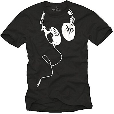MAKAYA T-shirt com auriculares homem DJ música MAKAYA T-shirt com auriculares homem DJ música