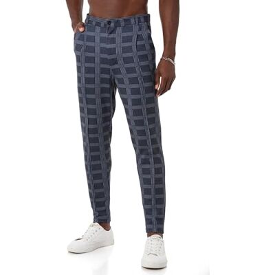 RED BRIDGE Calças chinesas para homem, calças casuais xadrez com cintura elástica, antracite, L RED BRIDGE Calças chinesas para homem, calças casuais xadrez com cintura elástica, antracite, L