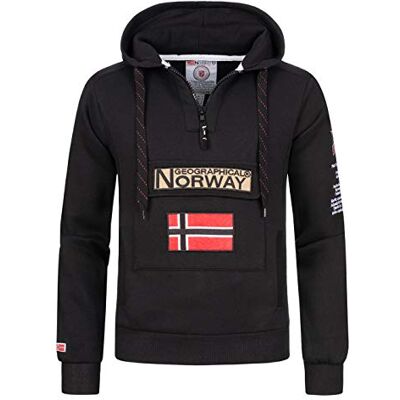 Geographical Norway para Homem Camisola com Capuz, Camisola com Meia Fecho de Corrente e Bolso, Camisola com Capuz de Manga Comprida, Produção Casual de BANS de Lazer, Preto, XL Geographical Norway para Homem Camisola com Capuz, Camisola com Meia Fecho de Corrente e Bolso, Camisola com Capuz de Manga Comprida, Produção Casual de BANS de Lazer, Preto, XL
