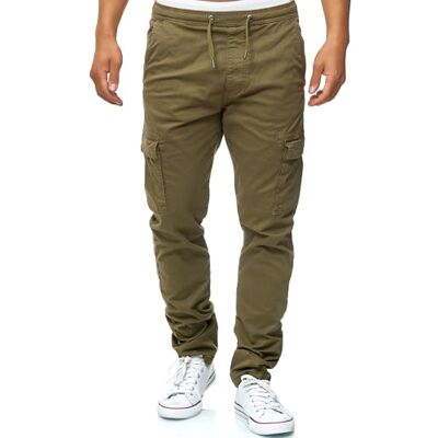 Indicode Homens Broadwick Calças cargo de algodão com 6 bolsos, Army, XXL Indicode Homens Broadwick Calças cargo de algodão com 6 bolsos, Army, XXL