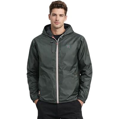 Geographical Norway Boatom Men casaco impermeável homem com capuz fixo fecho completo bolsos laterais remendo peito estilo corta-vento urbano Geographical Norway Boatom Men casaco impermeável homem com capuz fixo fecho completo bolsos laterais remendo peito estilo corta-vento urbano