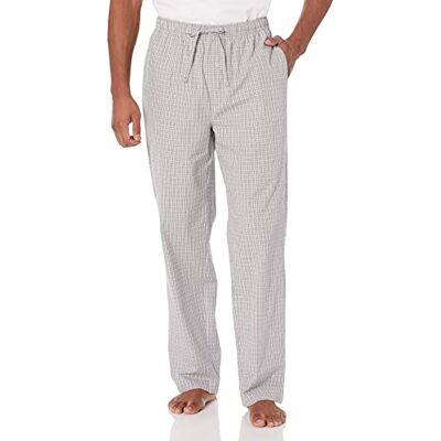 Amazon Essentials Calças de Pijama de Tecido de Corte Reto com Bolsos Homem, Cinza Quadriculado Escocês, XXL Amazon Essentials Calças de Pijama de Tecido de Corte Reto com Bolsos Homem, Cinza Quadriculado Escocês, XXL