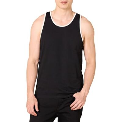 Amazon Essentials T-shirt de alças de ajuste ajustado para homem, preto/branco, XS Amazon Essentials T-shirt de alças de ajuste ajustado para homem, preto/branco, XS