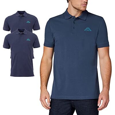 Kappa Camisa polo masculina Vénis em embalagem de 2 unidades em M-5XL Polo com logótipo impresso, polo básico para homem, polo de manga curta para desporto, lazer e escritório, azul, L Kappa Camisa polo masculina Vénis em embalagem de 2 unidades em M-5XL Polo com logótipo impresso, polo básico para homem, polo de manga curta para desporto, lazer e escritório, azul, L