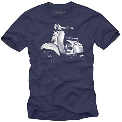 MAKAYA T-shirt Scooter 125 Vintage Primavera T-shirt Preto Homem MAKAYA T-shirt Scooter 125 Vintage Primavera T-shirt Preto Homem
