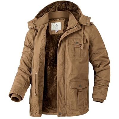 WenVen Casaco de algodão para homem à prova de vento parka casual militar clássico parka capuz grosso removível com pêlo caçadora entretempo bolsos múltiplos WenVen Casaco de algodão para homem à prova de vento parka casual militar clássico parka capuz grosso removível com pêlo caçadora entretempo bolsos múltiplos