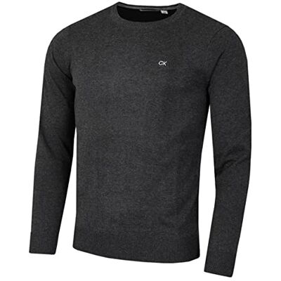 Calvin Suéter de Algodão Supima com Logotipo de Monograma Sólido para Homem (Pack de 1), Carvão, XL Calvin Suéter de Algodão Supima com Logotipo de Monograma Sólido para Homem (Pack de 1), Carvão, XL