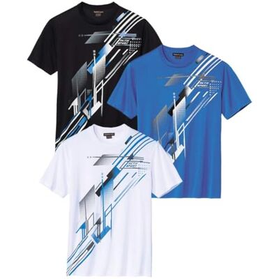 ATLAS FOR MEN Lote de 3 t-shirts de manga curta para homem Disponível em tamanhos grandes de M a 5XL ATLAS FOR MEN Lote de 3 t-shirts de manga curta para homem Disponível em tamanhos grandes de M a 5XL