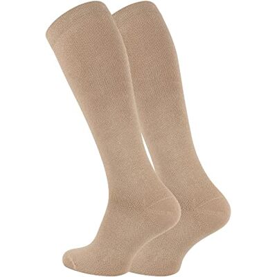 VCA 2 pares de meias até ao joelho. Para viagens. Com efeito de compressão, Bege VCA 2 pares de meias até ao joelho. Para viagens. Com efeito de compressão, Bege