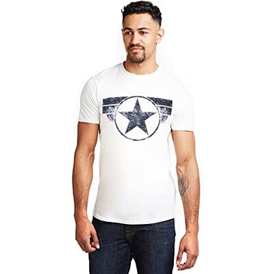 Marvel Captain America Cap logótipo com capuz para homem, embalagem de 1, Branco, L Marvel Captain America Cap logótipo com capuz para homem, embalagem de 1, Branco, L