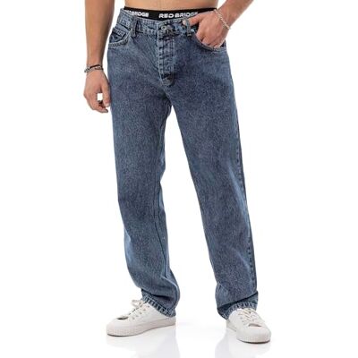 RED BRIDGE by Diga – Calças de ganga, calças de ganga de corte reto em estilo de 5 bolsos, jeans clássicos de corte reto de algodão para lazer e uso diário, Azul escuro, 36 W/32 L RED BRIDGE by Diga – Calças de ganga, calças de ganga de corte reto em estilo de 5 bolsos, jeans clássicos de corte reto de algodão para lazer e uso diário, Azul escuro, 36 W/32 L