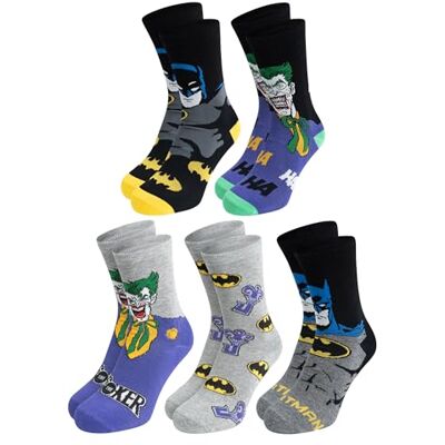 United 5 pares de meias DC Comics Batman e Joker para homem, preto cinzento, 40-45, meias para homem, meias para homem, multicoloridas, 40-45 United 5 pares de meias DC Comics Batman e Joker para homem, preto cinzento, 40-45, meias para homem, meias para homem, multicoloridas, 40-45