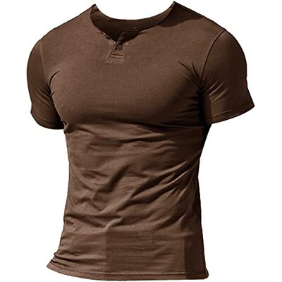 Muscle Alive Camisas Casuais de Manga Curta para Homens, Solteiro, Botão, Abertura em V, Gola em V, Algodão, Médio Muscle Alive Camisas Casuais de Manga Curta para Homens, Solteiro, Botão, Abertura em V, Gola em V, Algodão, Médio