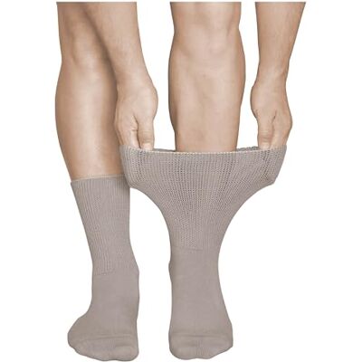 vitsocks Meias Extra Larga Diabéticas Sem Compressão Masculinas (2 PARES) Para Pés Inchados, Bege vitsocks Meias Extra Larga Diabéticas Sem Compressão Masculinas (2 PARES) Para Pés Inchados, Bege