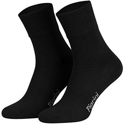 Piarini 8 pares de meias unissexo sem elástico ajuste confortável cano de elastano e piqué, Preto Piarini 8 pares de meias unissexo sem elástico ajuste confortável cano de elastano e piqué, Preto