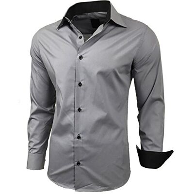 Subliminal Mode Camisa de vestir para homem, cinzento, 5XL Subliminal Mode Camisa de vestir para homem, cinzento, 5XL