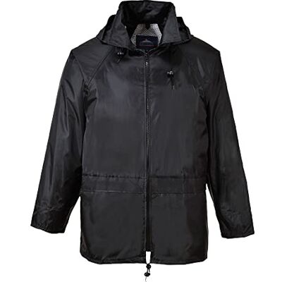 Portwest S440 Casaco Impermeável Clássico Leve para Homem Preto, M Portwest S440 Casaco Impermeável Clássico Leve para Homem Preto, M