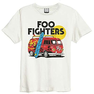 Amplified Foo Fighters Collection T-shirt para homem Camper Van de cor creme regular Amplified Foo Fighters Collection T-shirt para homem Camper Van de cor creme regular