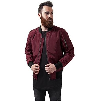Urban Classics Casaco bomber outono para homem, design clássico, casaco acolchoado, ajustado e com um ajuste ideal, casaco casual, tamanhos S XL, Borgonha/preto, 3XL Urban Classics Casaco bomber outono para homem, design clássico, casaco acolchoado, ajustado e com um ajuste ideal, casaco casual, tamanhos S XL, Borgonha/preto, 3XL