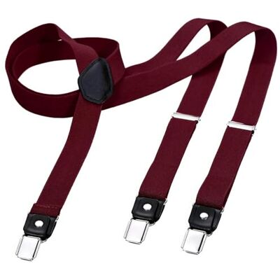 DonDon Suspensórios para homem estreitos largos 2,5 cm com 3 clips extra fortes suspensórios para calças homem DonDon Suspensórios para homem estreitos largos 2,5 cm com 3 clips extra fortes suspensórios para calças homem