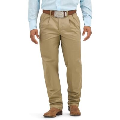Wrangler Riata Pleated Relaxed Fit Casual Pant Calças para homem, caqui, 36 W/30 L Wrangler Riata Pleated Relaxed Fit Casual Pant Calças para homem, caqui, 36 W/30 L