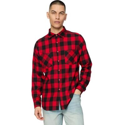 Urban Classics Urban Clássicos Camisa de flanela xadrez homem camisa de flanela preta / amarelo, regular Urban Classics Urban Clássicos Camisa de flanela xadrez homem camisa de flanela preta / amarelo, regular